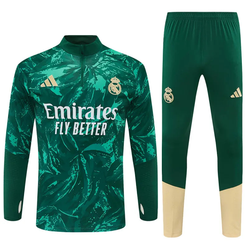 26/27 Real Madrid Camo Half-zip Tracksuit Green