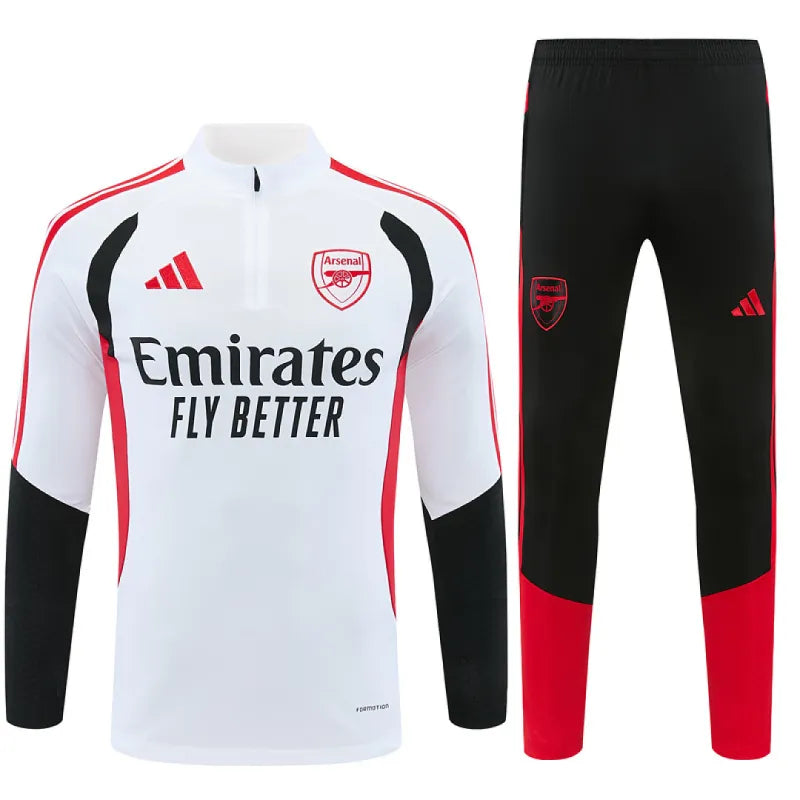 26/27 Arsenal Tracksuit with Half Zip, White