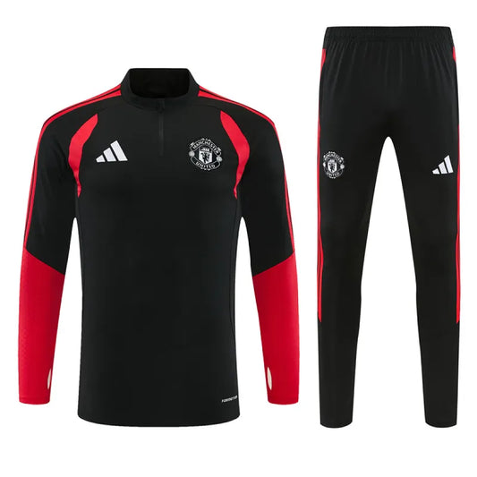 26/27 Manchester United Half Zip Tracksuit, Black