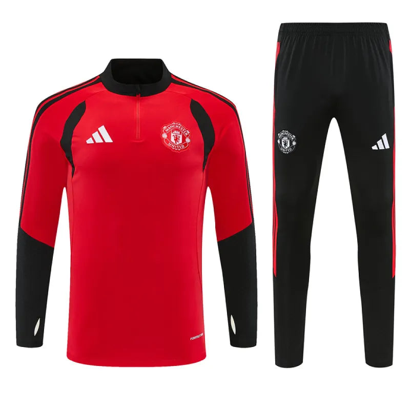 Men 26/27 Manchester United Black Collar Edition Half-zip Tracksuit Red Red