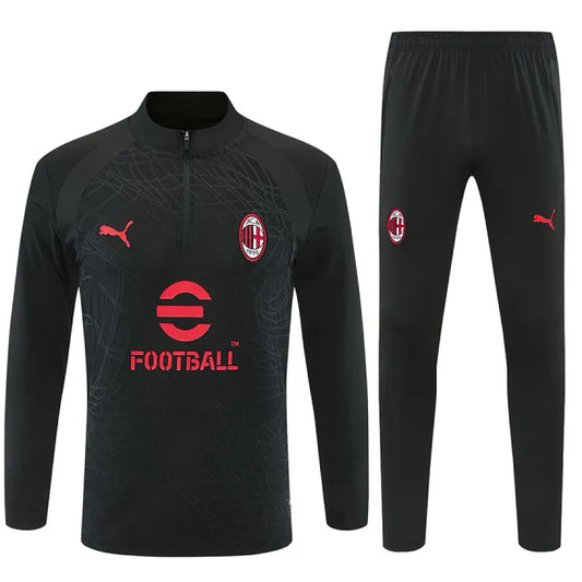 26/27 AC Milan Half-zip Tracksuit Black
